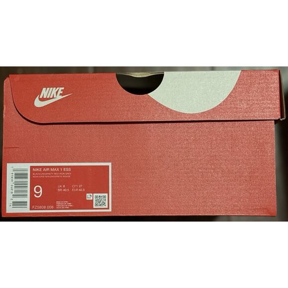 NEW Nike Air Max 1 Essential University Red Black FZ5808-008 Men’s Size Multi main image 7